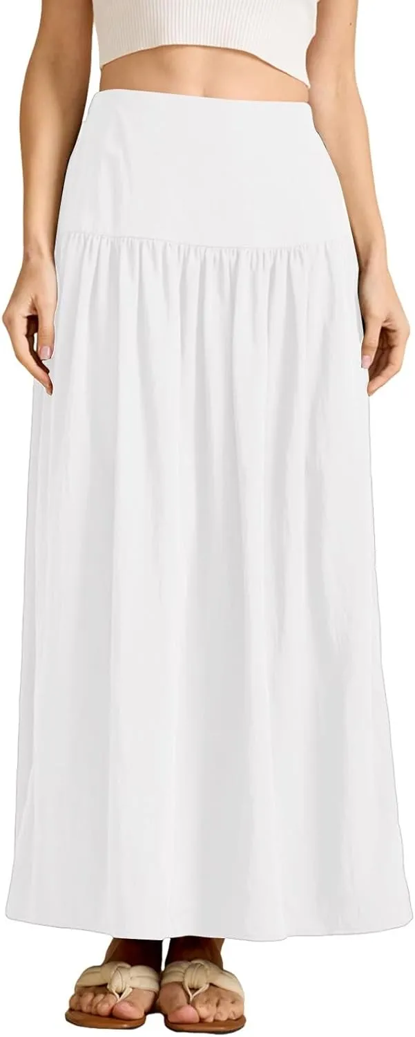 Women's Flared Flowy Long Skirt High Waist A-Line Maxi Skirts Elegant