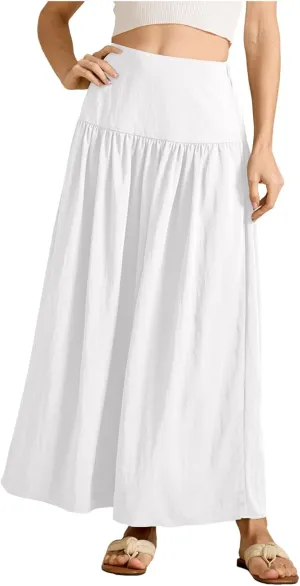 Women's Flared Flowy Long Skirt High Waist A-Line Maxi Skirts Elegant