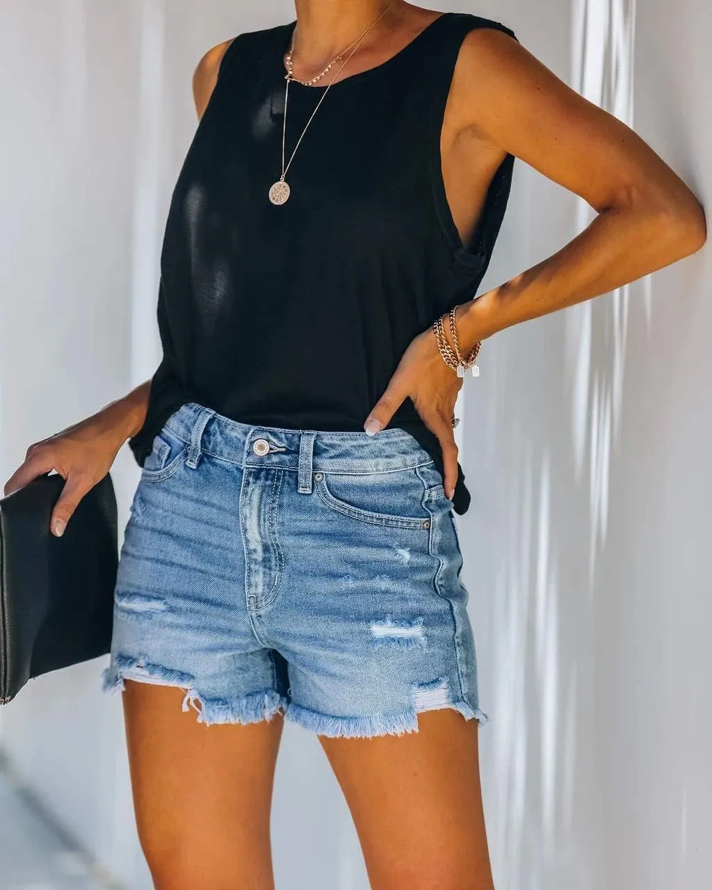 Womens High Waist Denim Jean Short Ripped Cut Off Stretchy Denim Hot Short Summer Jean Shorts