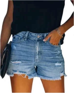 Womens High Waist Denim Jean Short Ripped Cut Off Stretchy Denim Hot Short Summer Jean Shorts
