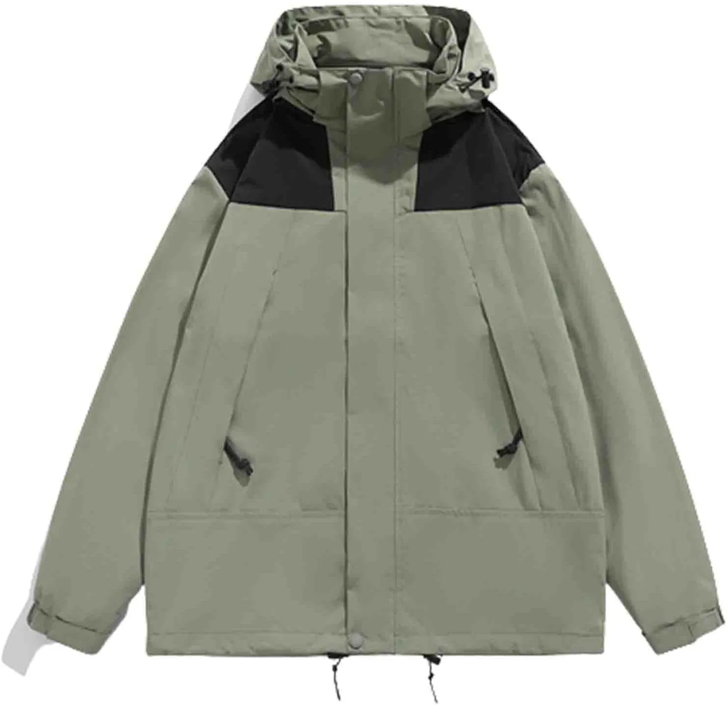 Womens Jackets Fall Color Block Long Sleeve Hooded Winter Coats Outdoor Hiking Clothes Outerwear with Pockets