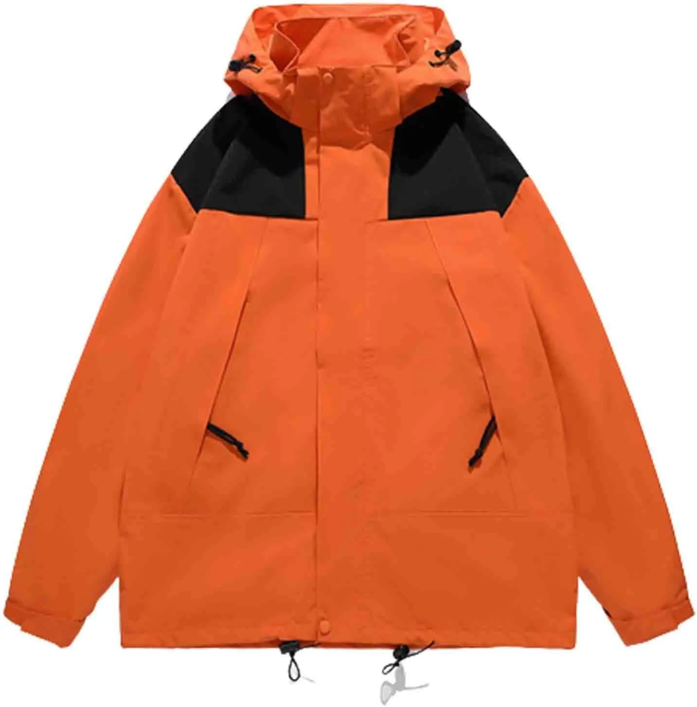 Womens Jackets Fall Color Block Long Sleeve Hooded Winter Coats Outdoor Hiking Clothes Outerwear with Pockets