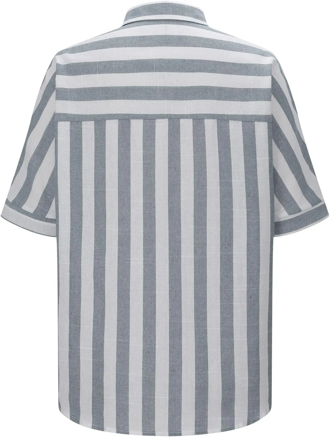 Womens Linen Short Sleeve Shirts Casual Collared Button Down T Shirts Casual Fashion Striped Print Summer Blouse Tops