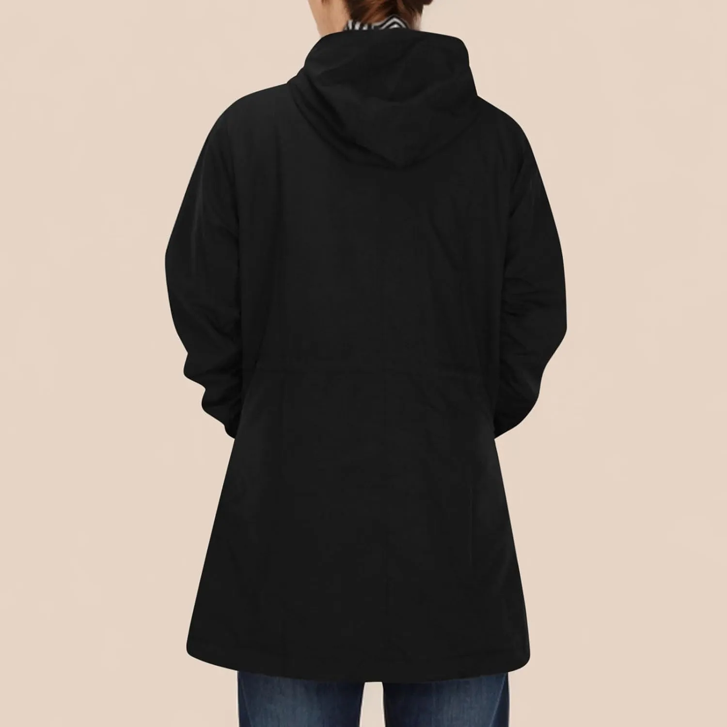 Women's Long Raincoat Waterproof Trench Coats Hooded Windbreaker Zip Up Utility Jackets Winter/Fall Outwear Hoodies