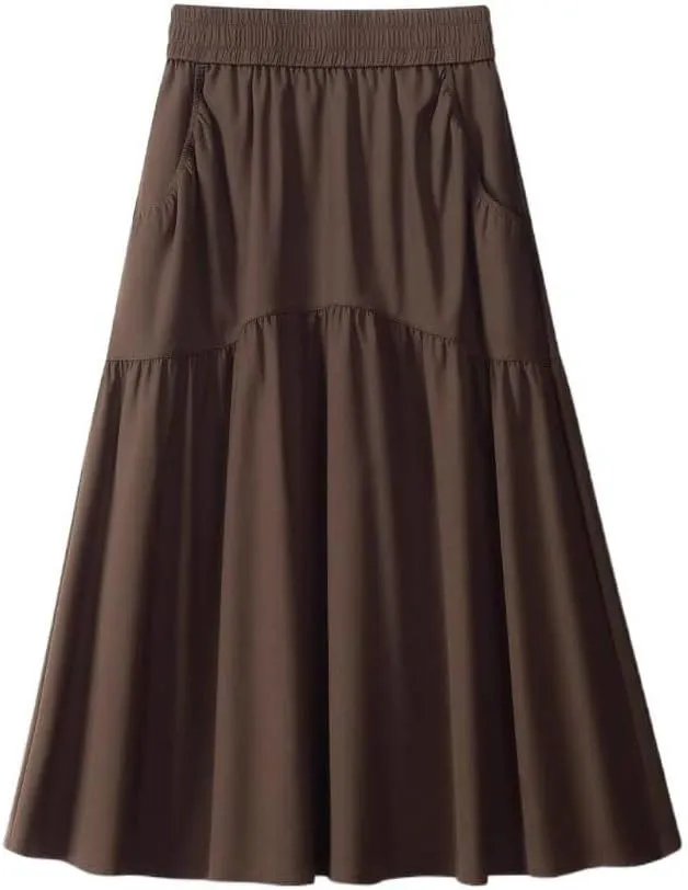 Women's Long Skirt Spring-Summer High-Waist Mid-Length A Line Skirts for Women