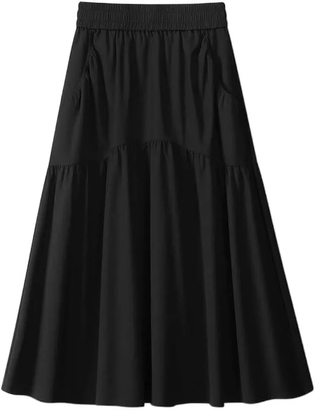Women's Long Skirt Spring-Summer High-Waist Mid-Length A Line Skirts for Women