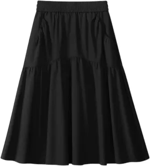Women's Long Skirt Spring-Summer High-Waist Mid-Length A Line Skirts for Women