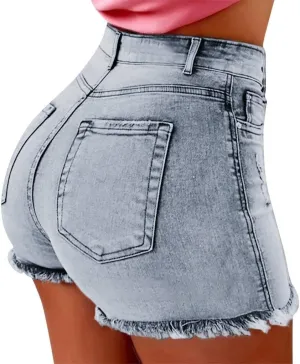 Womens Low Rise Jean Shorts Sexy Cute Ripped Booty Shorts Casual Summer Stretch Mini Shorts Low Waisted Denim Shorts