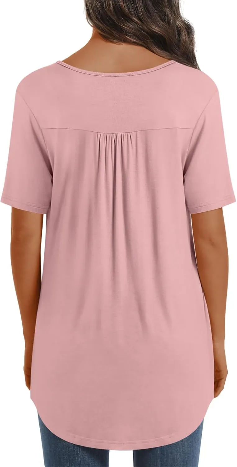 Womens Maternity Summer Casual T Shirts Loose Buttons Pregnancy Tunic Shirts for Leggings