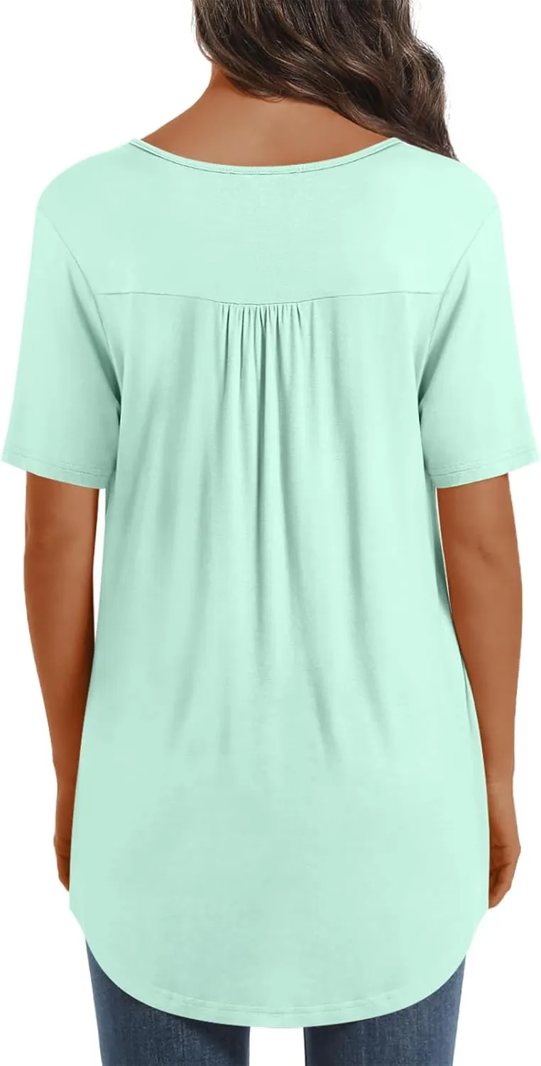 Womens Maternity Summer Casual T Shirts Loose Buttons Pregnancy Tunic Shirts for Leggings