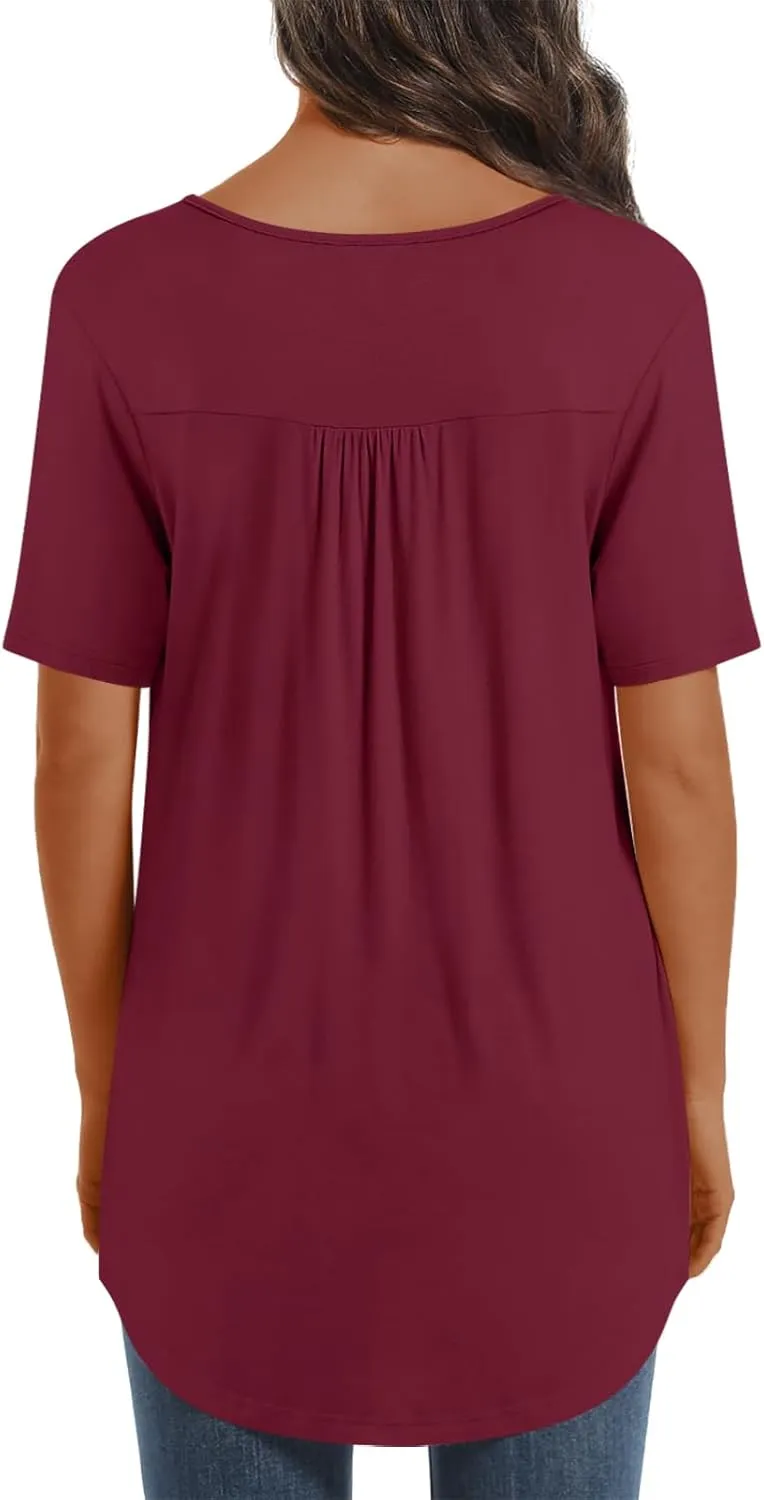 Womens Maternity Summer Casual T Shirts Loose Buttons Pregnancy Tunic Shirts for Leggings