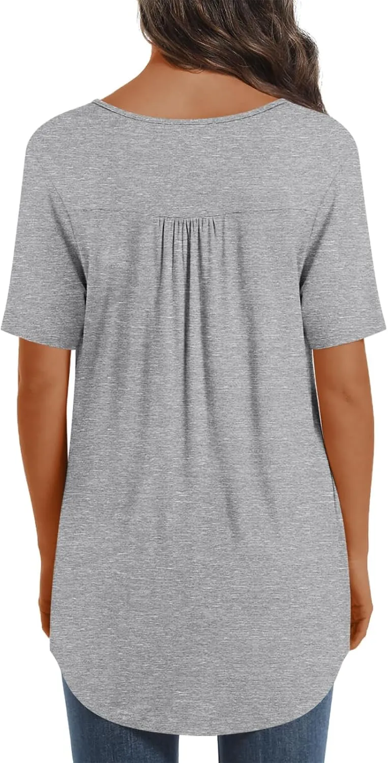 Womens Maternity Summer Casual T Shirts Loose Buttons Pregnancy Tunic Shirts for Leggings
