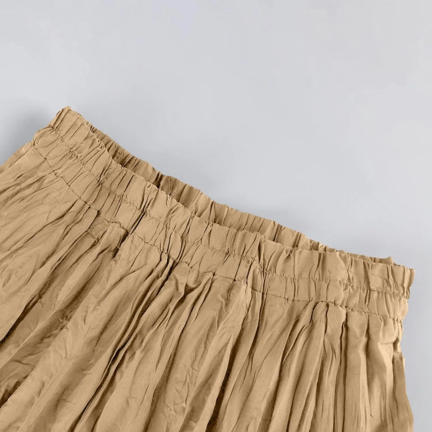 Women's Maxi Dresses 2025 Long Elastic High Waist Retro Pleated A-Line Flared Maxi Skirts, S-XL