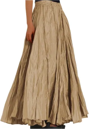 Women's Maxi Dresses 2025 Long Elastic High Waist Retro Pleated A-Line Flared Maxi Skirts, S-XL