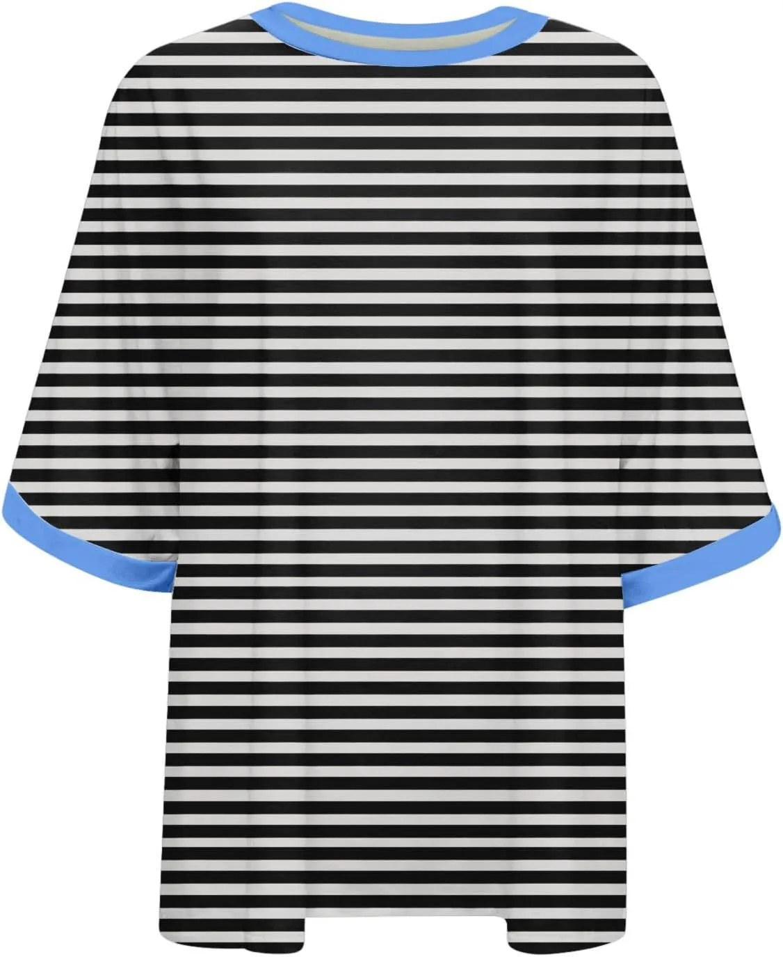 Womens Oversized T Shirts 2024 Casual Crewneck Short Half Sleeve Colorblock Striped Summer Tops
