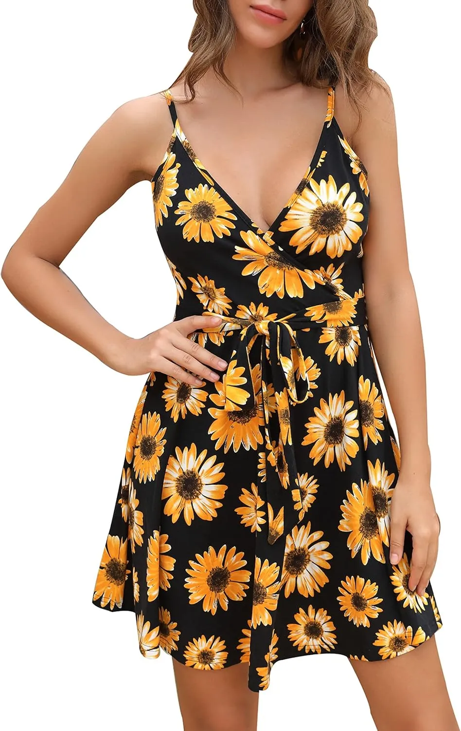 Women's Sexy Summer Mini Sun Dress Casual Cute Spaghetti Strap Short Fit Flare Sundress