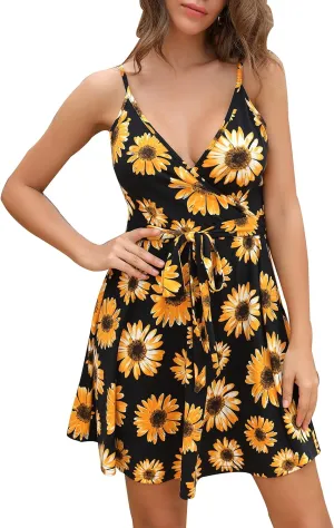 Women's Sexy Summer Mini Sun Dress Casual Cute Spaghetti Strap Short Fit Flare Sundress