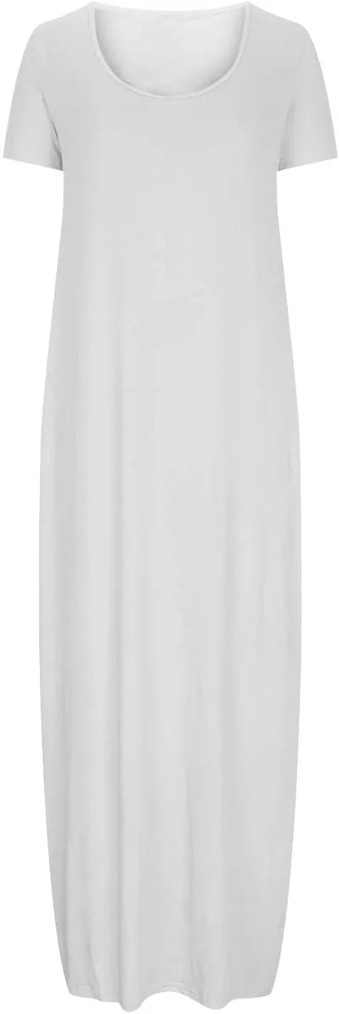 Women's Short Sleeve Maxi Dress Summer Casual T Shirt Dresses Scoop Neck Loose Fit Casual Long Sundress with Pocket