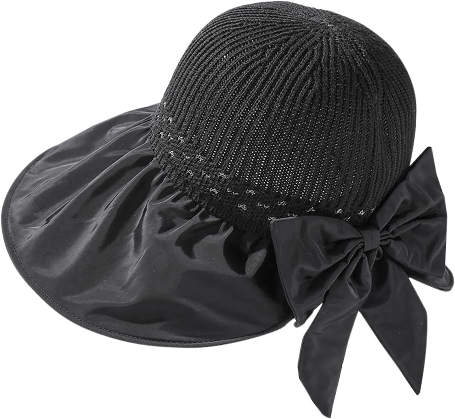 Womens Straw Wide Brim Sun Hats Outdoor Casual Bow Solid Colors Beach Hat Summer Travel Vacation Visor Hat