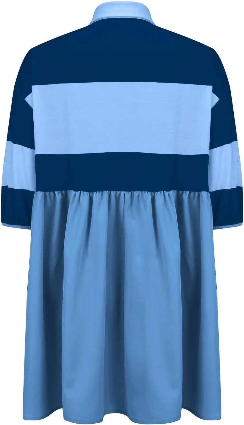 Womens Summer Babydoll Dresses Oversized Casual Short Sleeve Color Block Collared V Neck Flowy Shirt Mini Dress Plus
