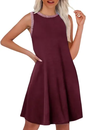 Women's Summer Dress 2025 Casual Crewneck Mini Dresses Fashion Sleeveless Dresses Comfortable Beach Vacation Sundress