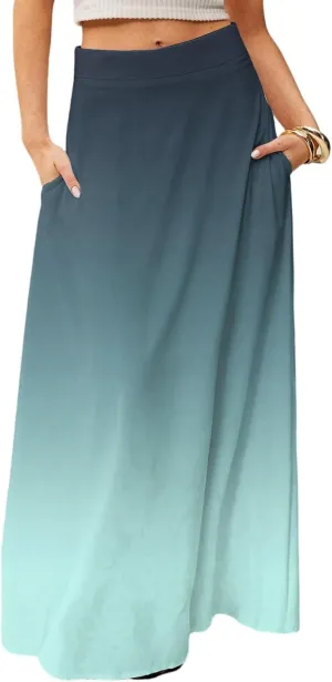 Women's Summer Dresses 2025 Floral Maxi Skirts High Waisted Flowy Swing Pleated Beach Long Skirt Sundresses, S-2XL