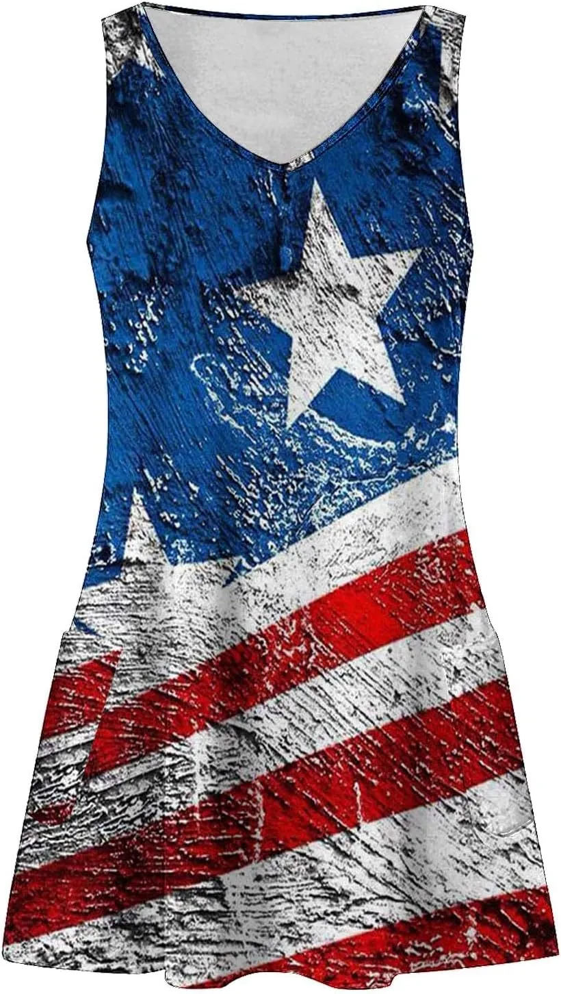 Womens Summer Dresses 2025 Women's Spring/Summer Flower Printed Casual Tank Top Pockets Beach Casual Dress 100