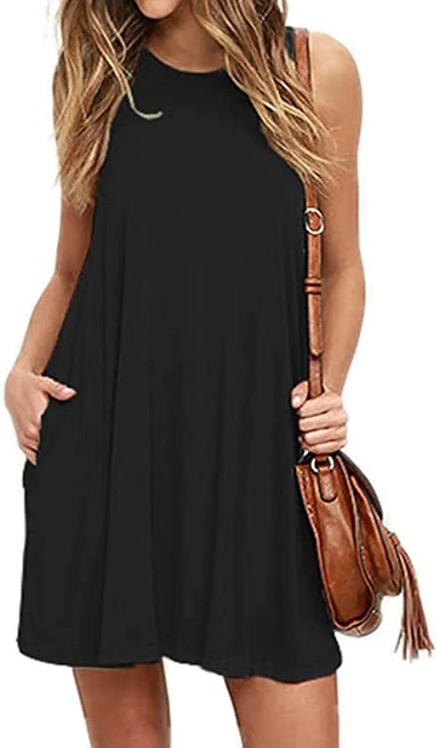 Womens Summer Dresses 2025 Women's Spring/Summer Flower Printed Casual Tank Top Pockets Beach Casual Dress 100