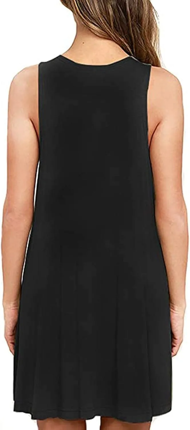 Womens Summer Dresses 2025 Women's Spring/Summer Flower Printed Casual Tank Top Pockets Beach Casual Dress 100