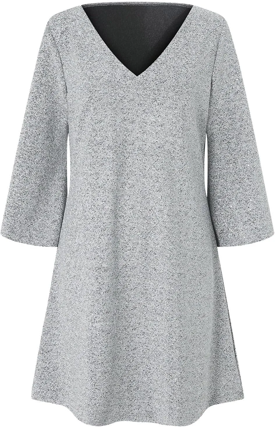 Womens Tunic Dress Long Sleeve V Neck Casual Loose Flowy Swing Shift Dresses Summer Casual Vacation Beach Sundress