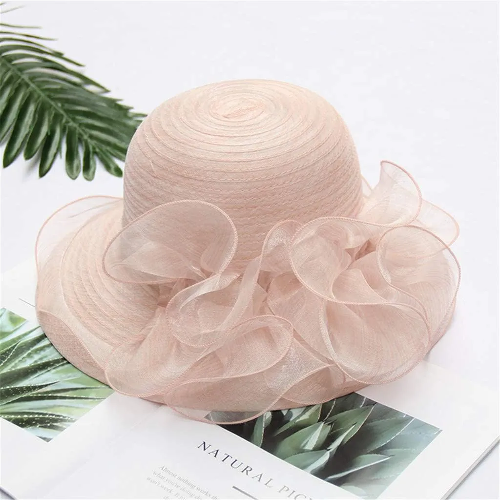 Womens Wide Brim Sun Beach Wedding Church Tea Party Hats Lady Church Party Bucket s Birthday Easter