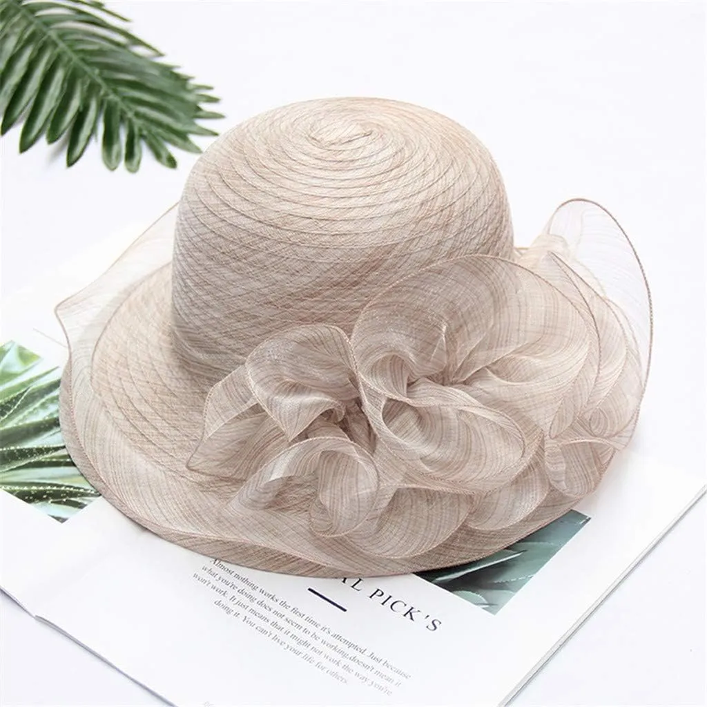 Womens Wide Brim Sun Beach Wedding Church Tea Party Hats Lady Church Party Bucket s Birthday Easter