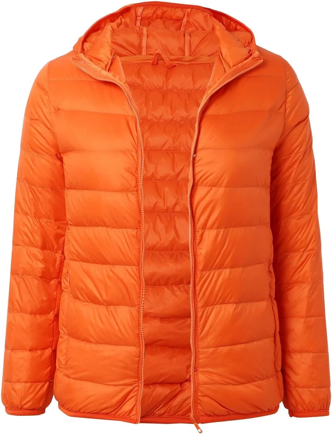 Womens Winter Coats Lightweight Warm Hooded Puffer Jacket Casual Solid Versatile Quilted Outwear Loose Long Sleeve Coat