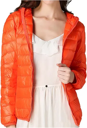 Womens Winter Coats Lightweight Warm Hooded Puffer Jacket Casual Solid Versatile Quilted Outwear Loose Long Sleeve Coat