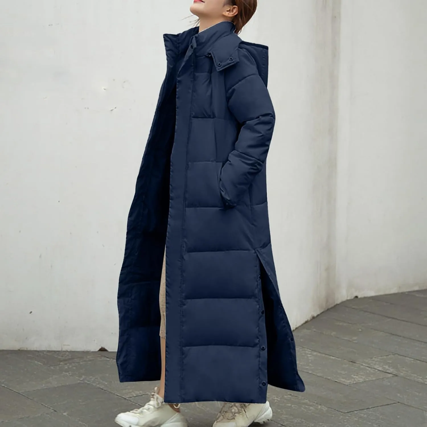 Women's Winter Full Long Puffer Coats Hooded Zip up Thickened down Jackets Outdoor Ice Skating Warm Clothes Outerwear