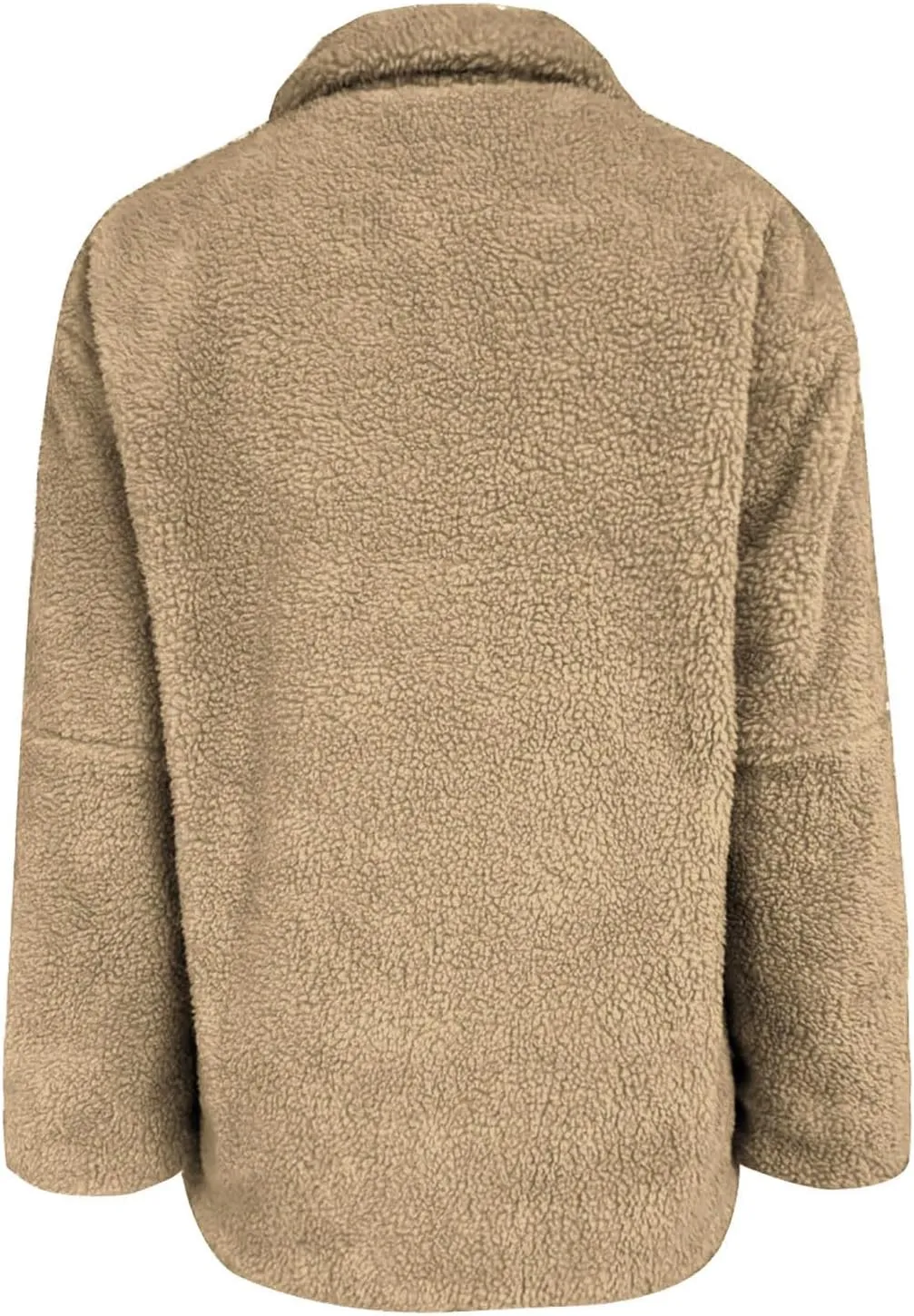 Womens Zip Up Fleece Jacket Winter Warm Coat Long Sleeve Fuzzy Jacket Faux Sherpa Jacket Casual Jacket with Pockets