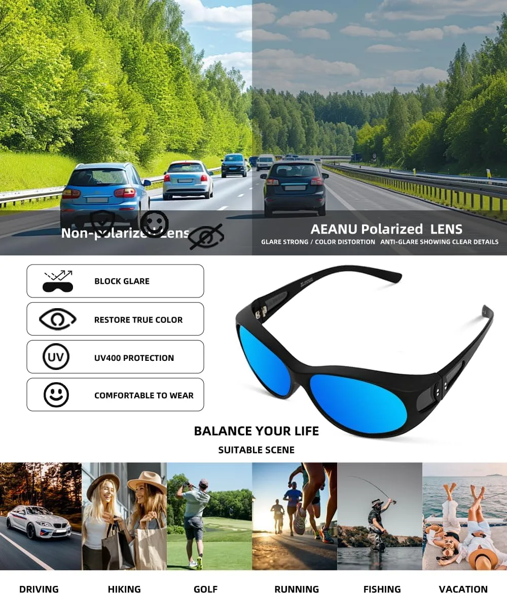 Wraparound Fitover Glasses Polarized Wear Over Sunglasses for Men Women UV400 Protection Sun Glasses Driving SP3844