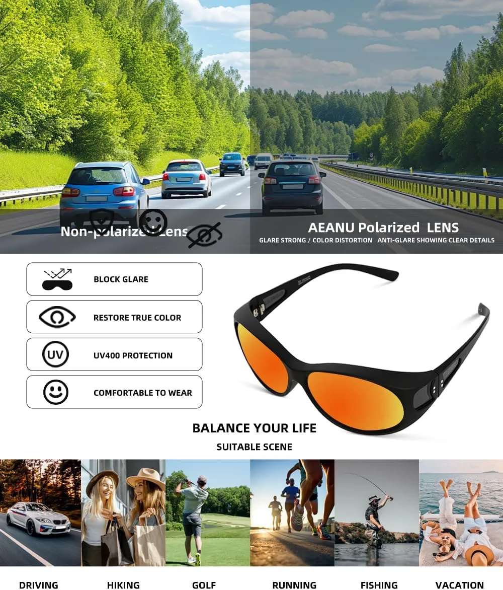 Wraparound Fitover Glasses Polarized Wear Over Sunglasses for Men Women UV400 Protection Sun Glasses Driving SP3844