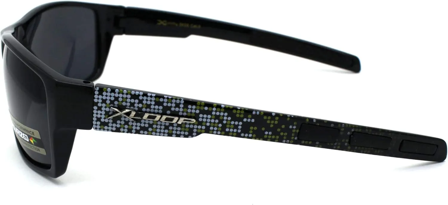 Xloop Polarized Mens Classic Biker Style Rectangle Sport Plastic Sunglasses