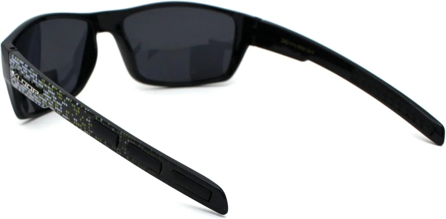 Xloop Polarized Mens Classic Biker Style Rectangle Sport Plastic Sunglasses