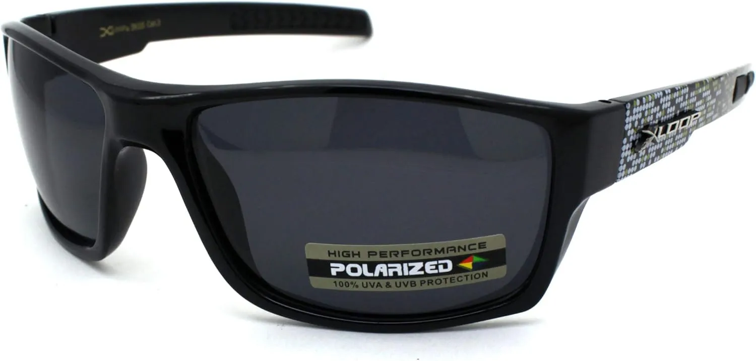 Xloop Polarized Mens Classic Biker Style Rectangle Sport Plastic Sunglasses