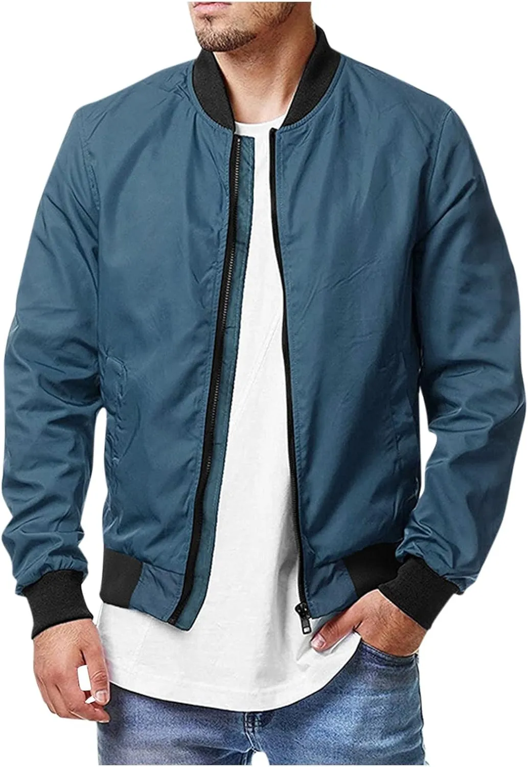 Ymosrh Fashion Jackets for Men Bomber Jacket Spring Fall Causal Softshell Windbreaker Coat Outerwear Mens Jackets