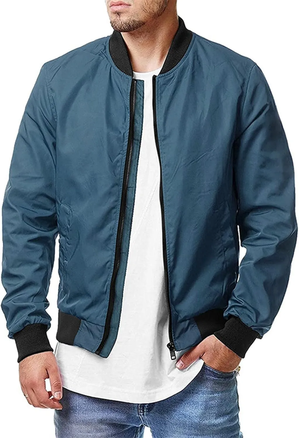 Ymosrh Fashion Jackets for Men Bomber Jacket Spring Fall Causal Softshell Windbreaker Coat Outerwear Mens Jackets