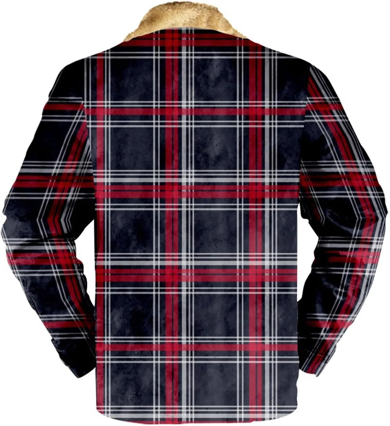 Ymosrh Men's Fashion Jacket Plaid Sherpa Lined Fleece Turn-Down Collar Trucker Jackets Warm Winter Coats Jacket, M-5XL