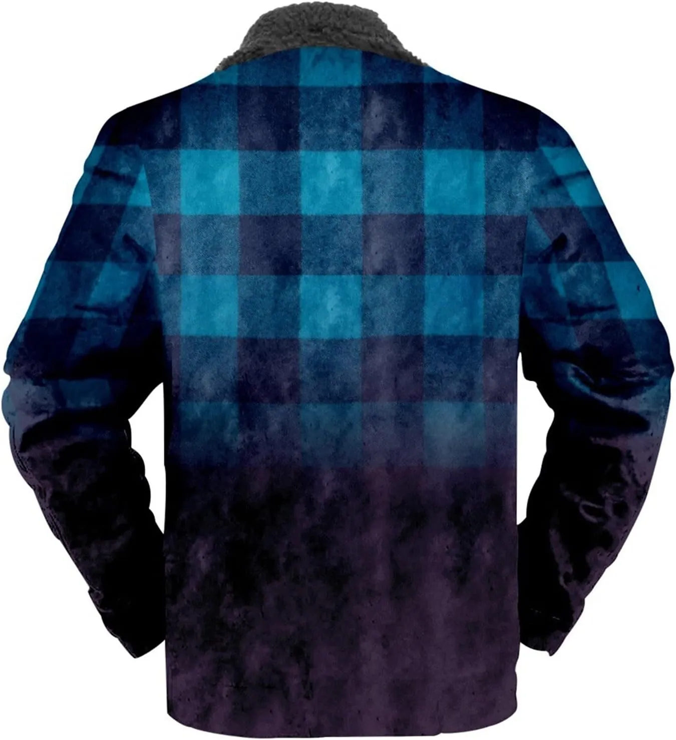 Ymosrh Men's Fashion Jacket Plaid Sherpa Lined Fleece Turn-Down Collar Trucker Jackets Warm Winter Coats Jacket, M-5XL