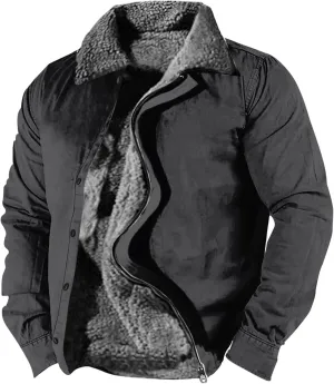 Ymosrh Men's Fleece Jackets Jackets Zip Up Winter Warm Outwear Trucker Jackets and Coats Windproof Jacket, S-5XL