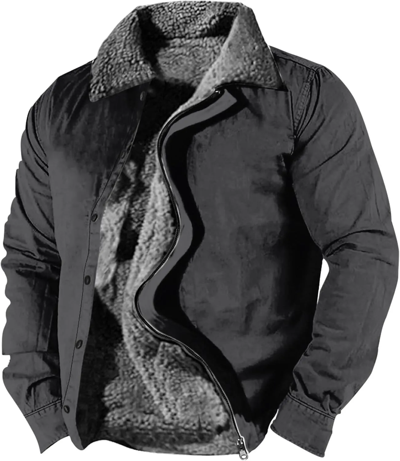 Ymosrh Men's Fleece Jackets Jackets Zip Up Winter Warm Outwear Trucker Jackets and Coats Windproof Jacket, S-5XL