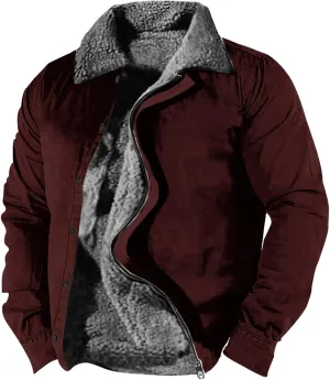 Ymosrh Men's Fleece Jackets Jackets Zip Up Winter Warm Outwear Trucker Jackets and Coats Windproof Jacket, S-5XL