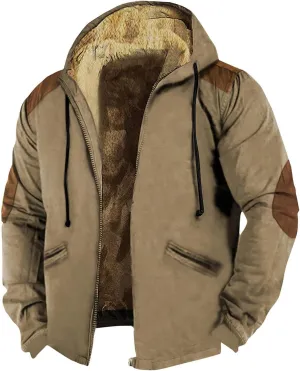 Ymosrh Men's Hooded Work Jacket Lined Fleece Military Cargo Jackets Warm Coat Outerwear Hoodies Work Coats Jacket, M-7XL