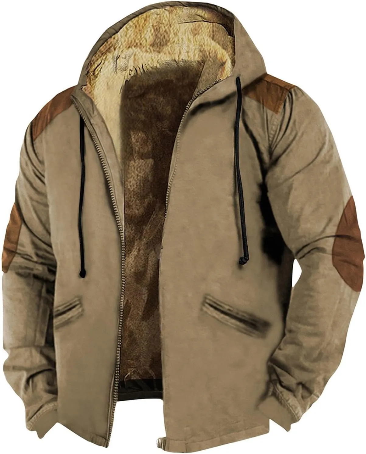 Ymosrh Men's Hooded Work Jacket Lined Fleece Military Cargo Jackets Warm Coat Outerwear Hoodies Work Coats Jacket, M-7XL